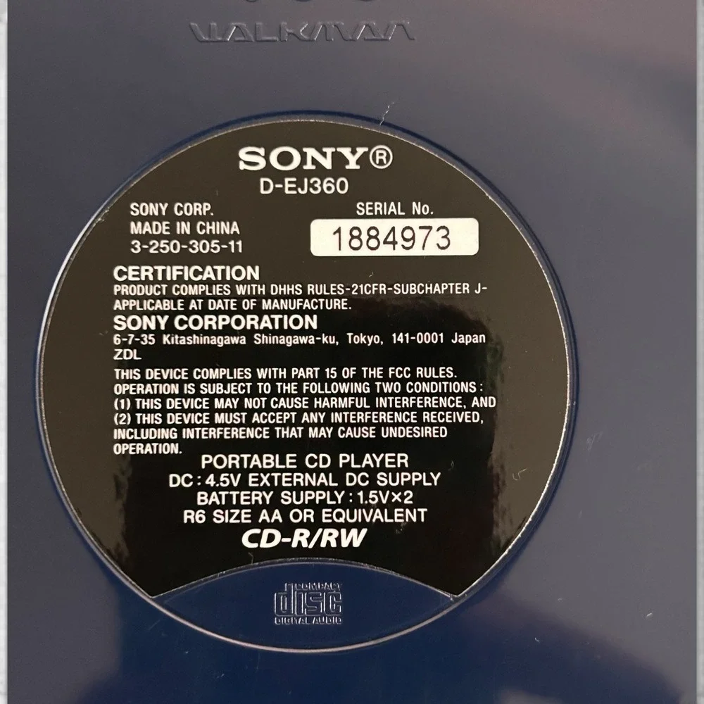Sony Psyc D-EJ360 Portable CD Walkman G-Protection Tested Works Near Mint